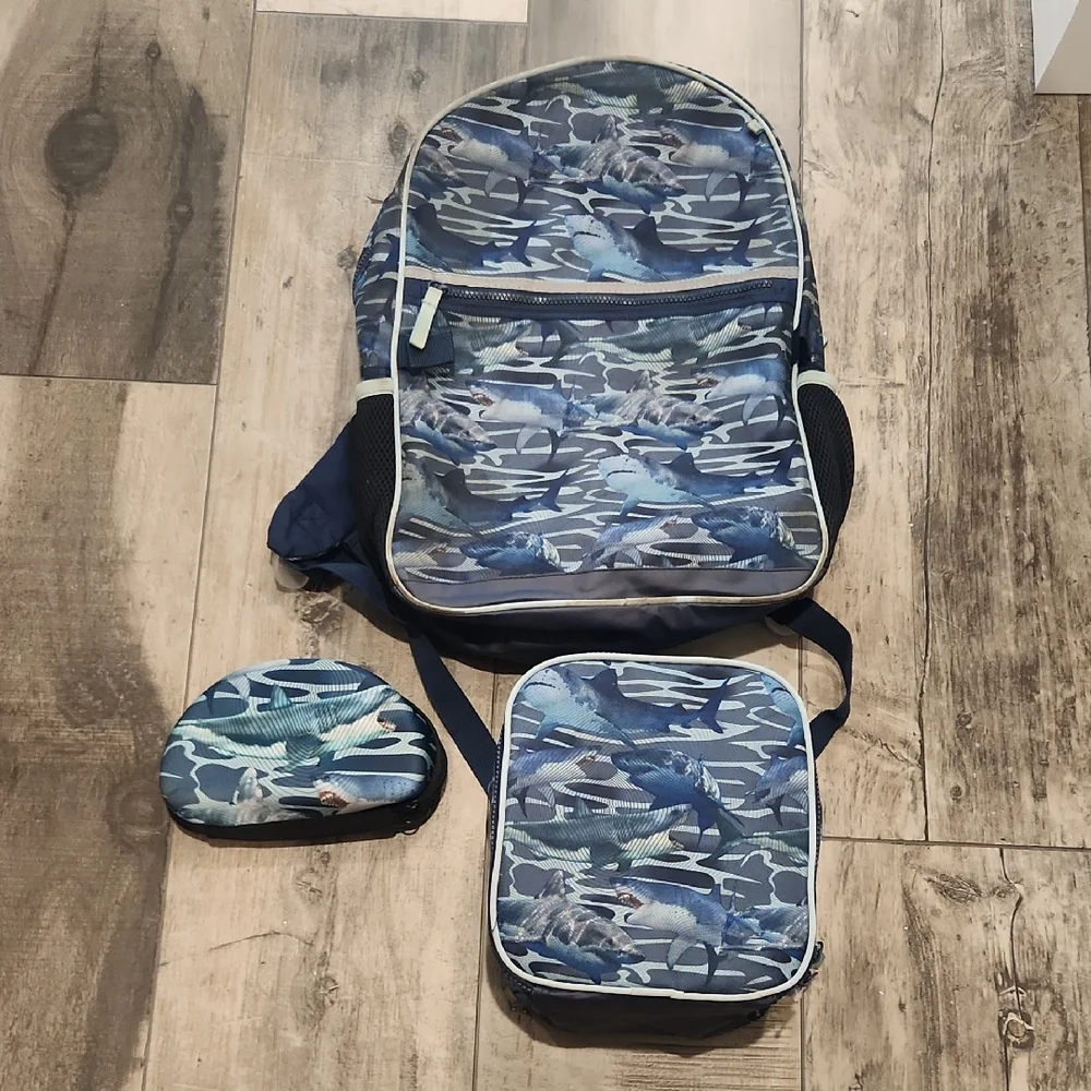 Blue Camo Shark Backpack Bundle - Picture 1 of 9